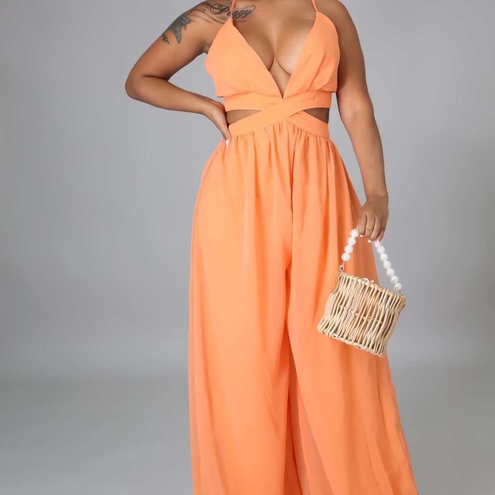 Flowy Orange Summer Jumpsuit